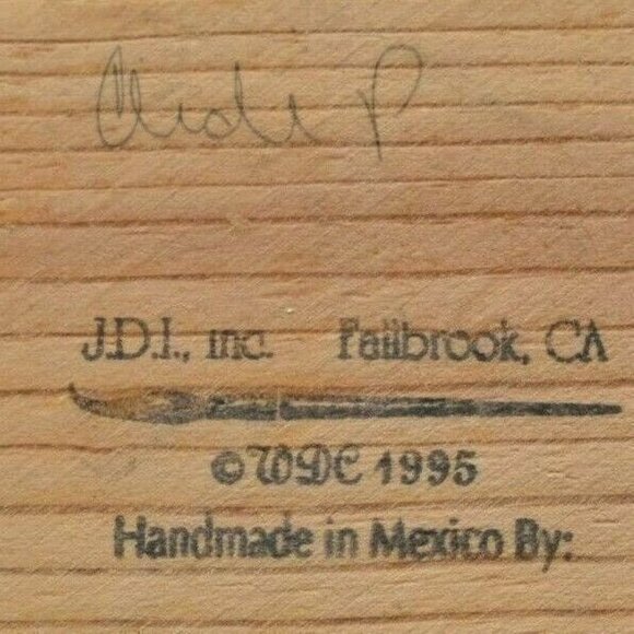 Vintage 1995 Happy Holidays Wood Heart Wall Hanging Birdhouse Hand Painted Sign - Picture 4 of 4